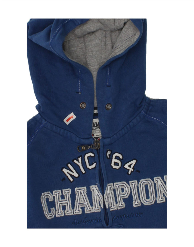 CHAMPION Boys Graphic Zip Hoodie Sweater 3-4 Years 2XS Navy Blue Cotton | Vintage Champion | Thrift | Second-Hand Champion | Used Clothing | Messina Hembry 