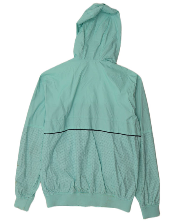 Pull & Bear Mens Hooded Rain Jacket UK 40 Large Turquoise Colourblock Nylon