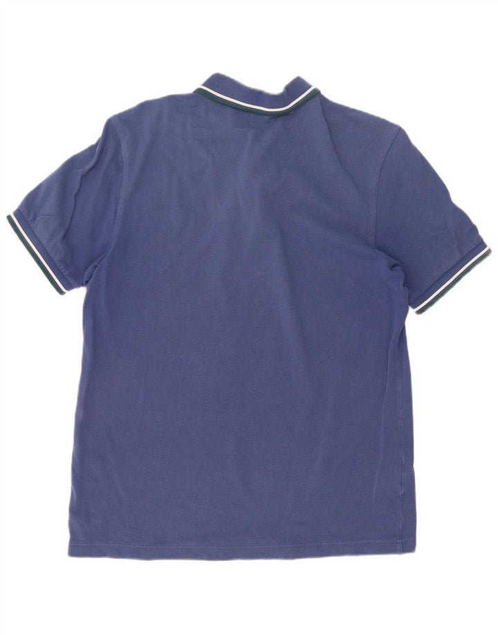 Fred Perry Mens Polo Shirt Large Blue Striped Cotton