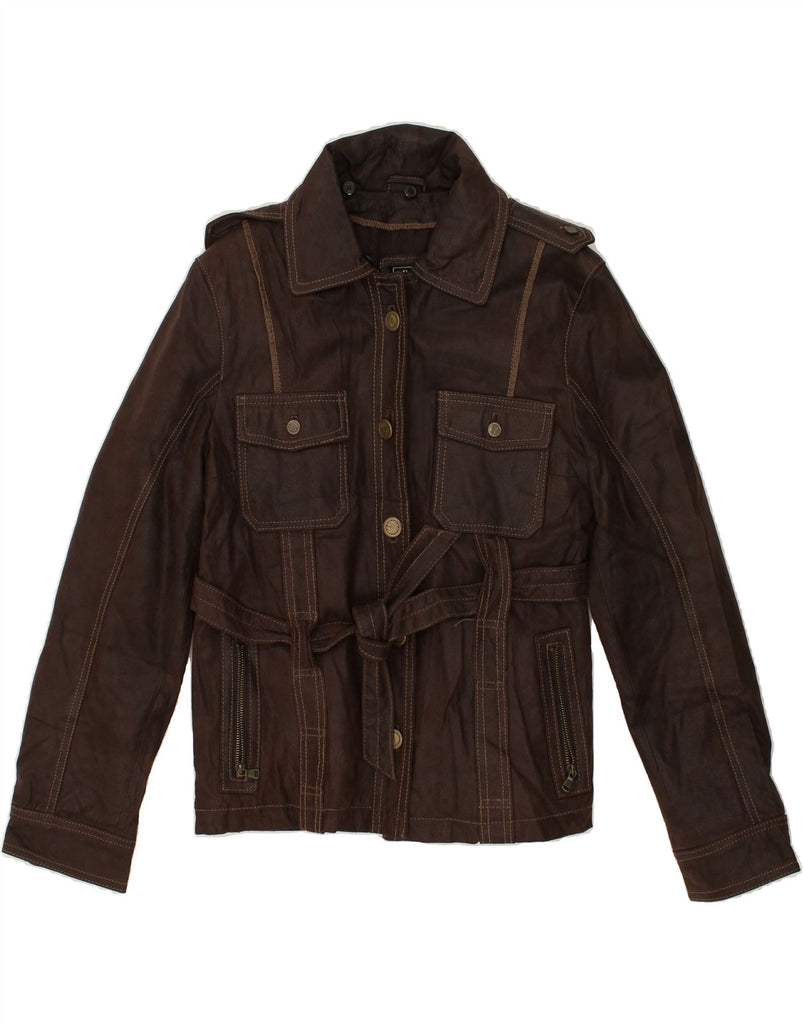 BEST COMPANY Womens Leather Jacket UK 10 Small Brown Leather Vintage Best Company and Second-Hand Best Company from Messina Hembry 