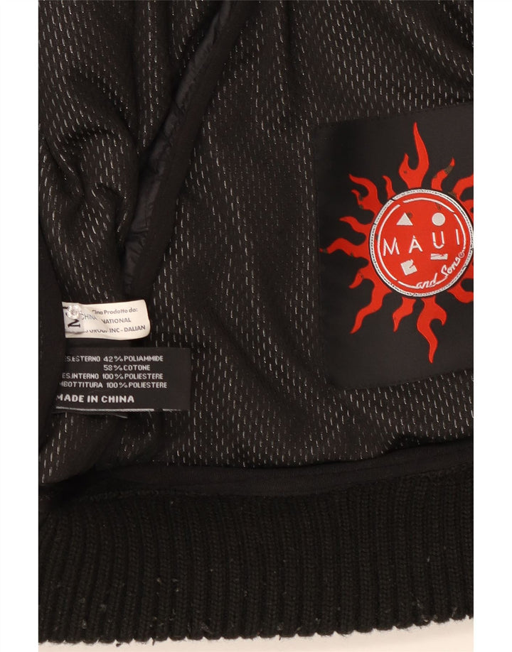 Maui and Sons Mens Hooded Padded Jacket UK 38 Medium Black Polyamide