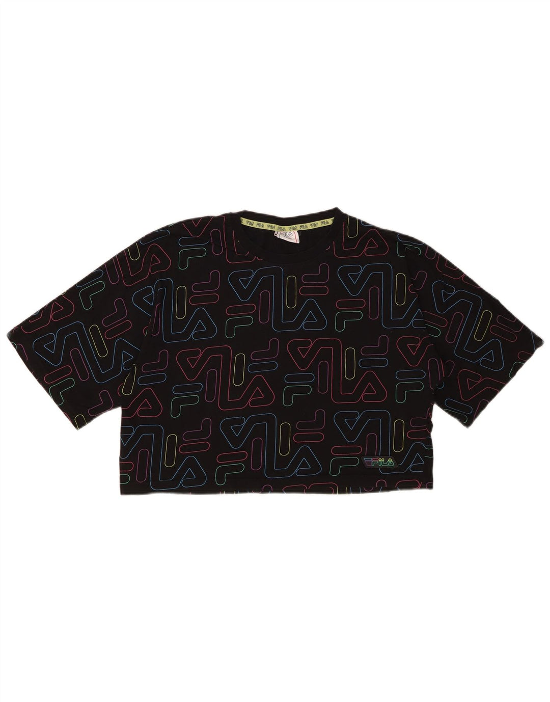 FILA Girls Crop Graphic T-Shirt Top 15-16 Years Black Cotton