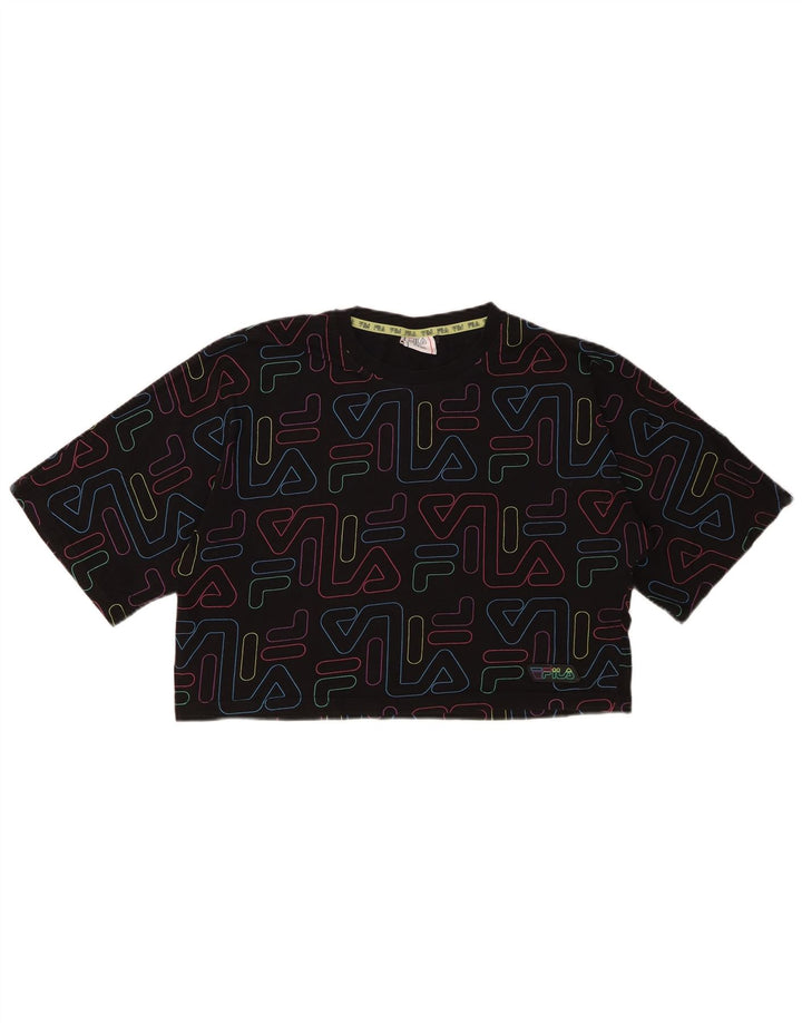 FILA Girls Crop Graphic T-Shirt Top 15-16 Years Black Cotton