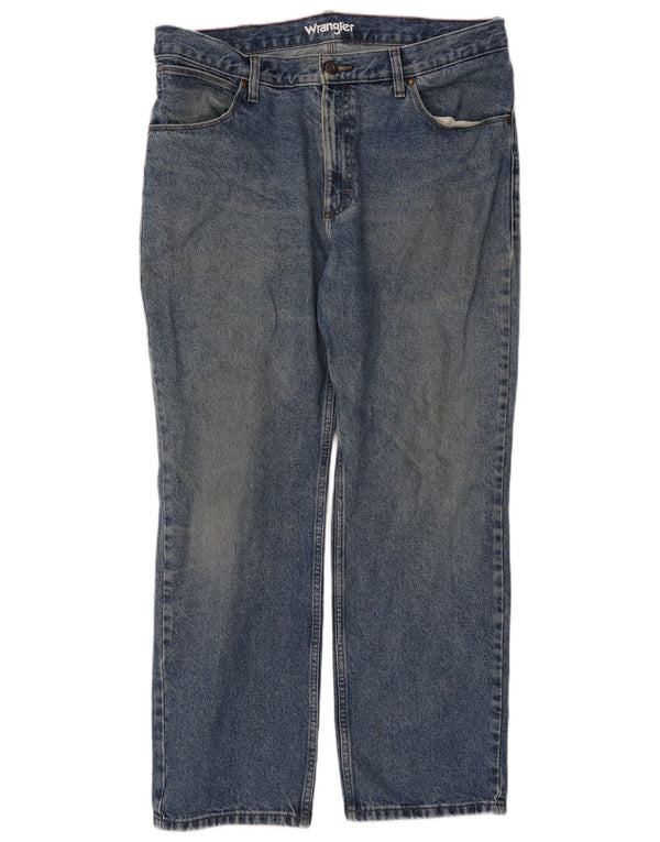 Wrangler Mens Straight Jeans W38 L30 Blue Cotton