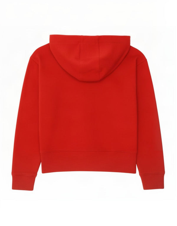 Dkny Womens Oversized Crop Graphic Hoodie Jumper UK 6 XS Red Cotton