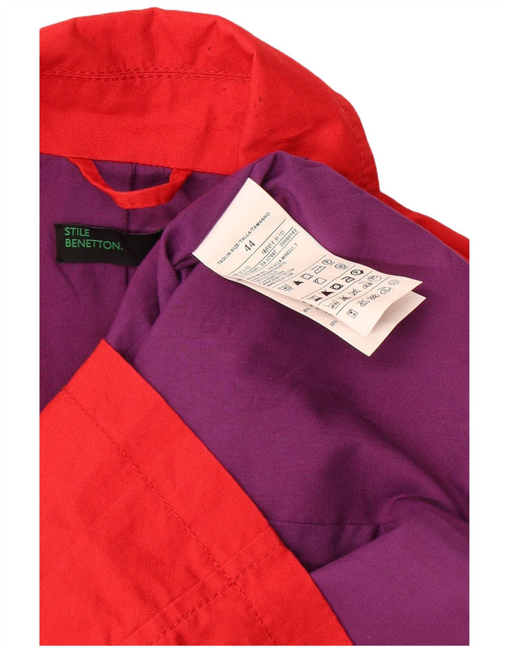 Benetton Womens Trench Coat IT 44 Medium Red Cotton
