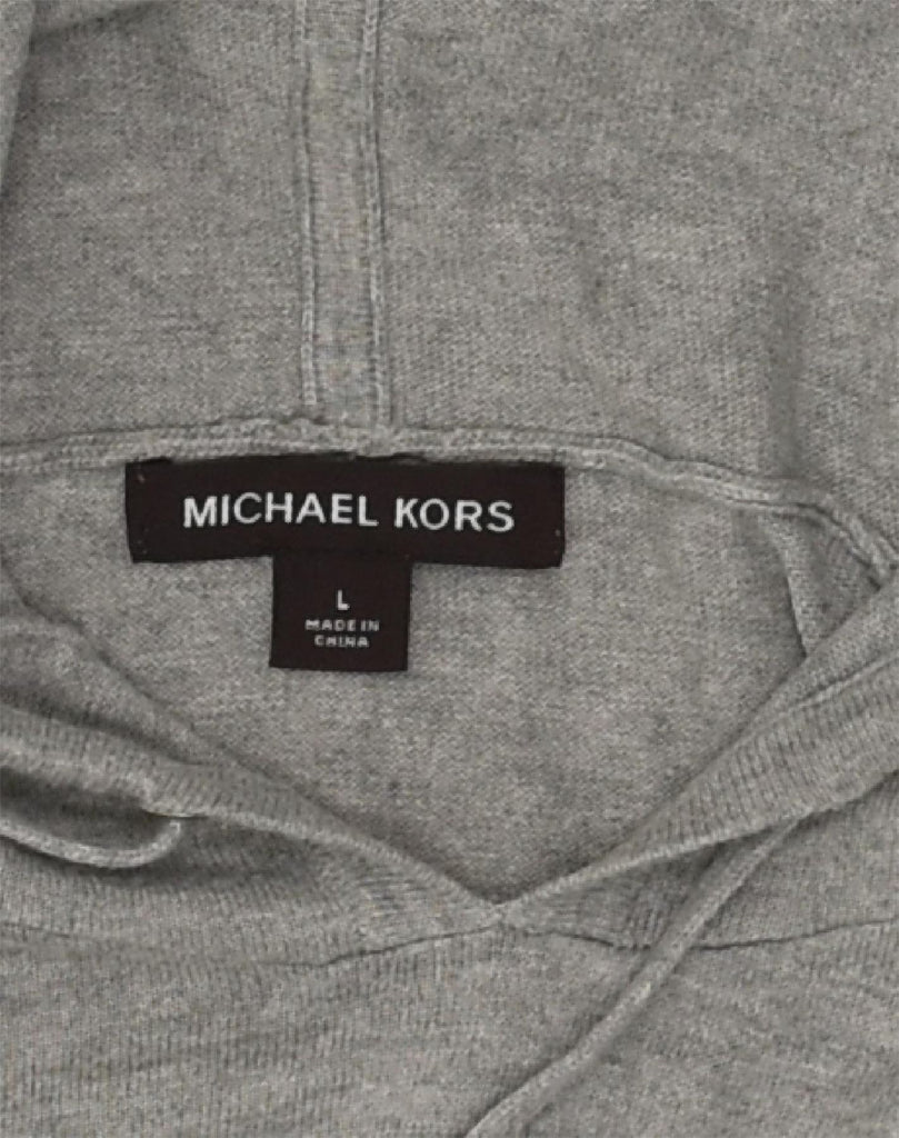 MICHAEL KORS Womens Hooded Crew Neck Jumper Sweater UK 16 Large Grey | Vintage Michael Kors | Thrift | Second-Hand Michael Kors | Used Clothing | Messina Hembry 