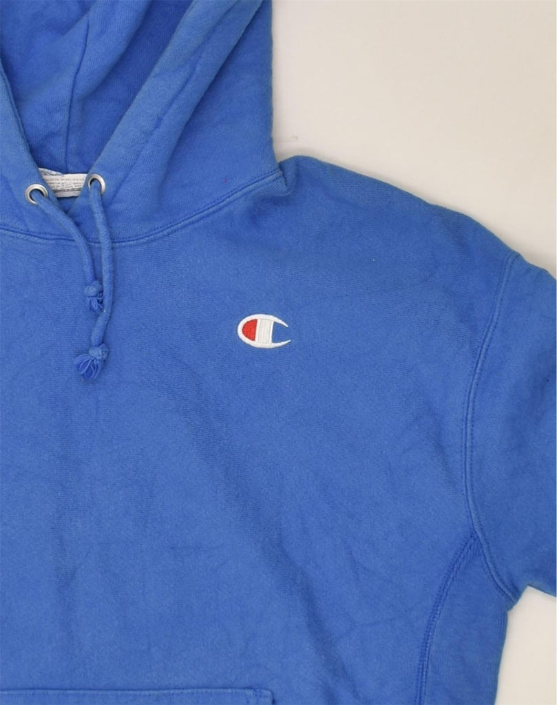 CHAMPION Womens Hoodie Jumper UK 14 Large Blue Cotton | Vintage Champion | Thrift | Second-Hand Champion | Used Clothing | Messina Hembry 