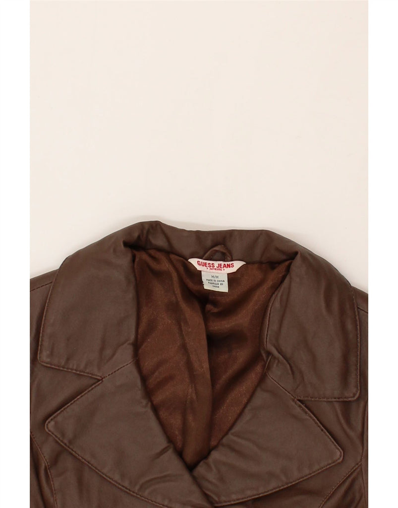 GUESS Womens Leather Jacket UK 12 Medium Brown Leather Vintage Guess and Second-Hand Guess from Messina Hembry 