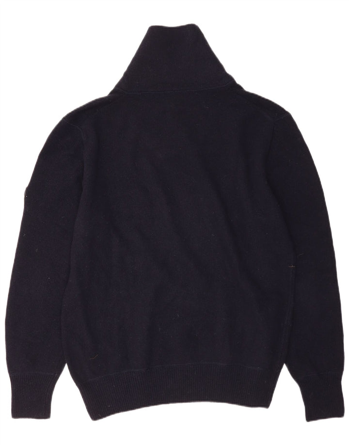 Avirex Mens Shawl Neck Jumper Sweater Medium Navy Blue Merino Wool