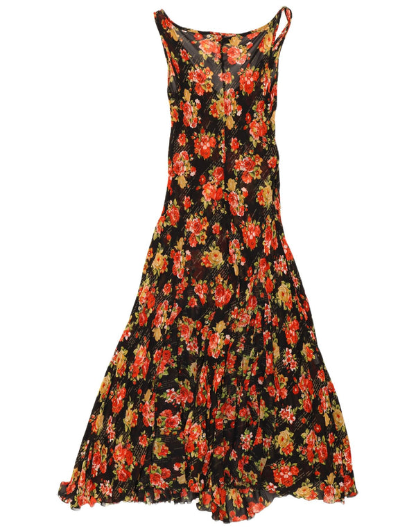 Twin-Set Womens Sleeveless See Through Maxi Dress UK 10 Small Black Floral