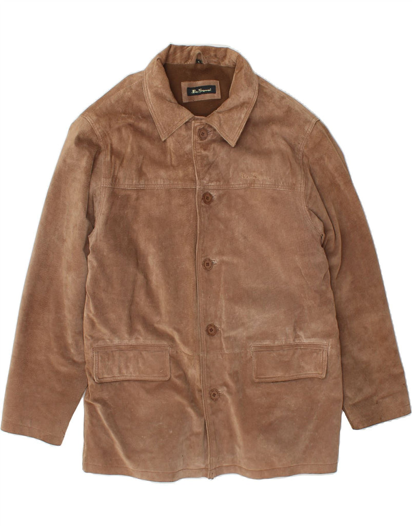 BEN SHERMAN Mens Sherpa Jacket UK 38 Medium Brown Leather Vintage Ben Sherman and Second-Hand Ben Sherman from Messina Hembry 