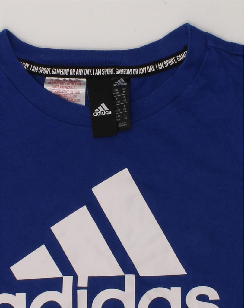 ADIDAS Boys Graphic T-Shirt Top 11-12 Years Blue Cotton | Vintage Adidas | Thrift | Second-Hand Adidas | Used Clothing | Messina Hembry 