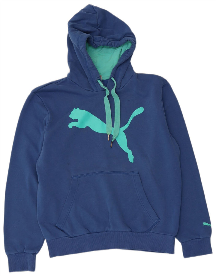 Puma Mens Graphic Hoodie Jumper Small Blue Cotton