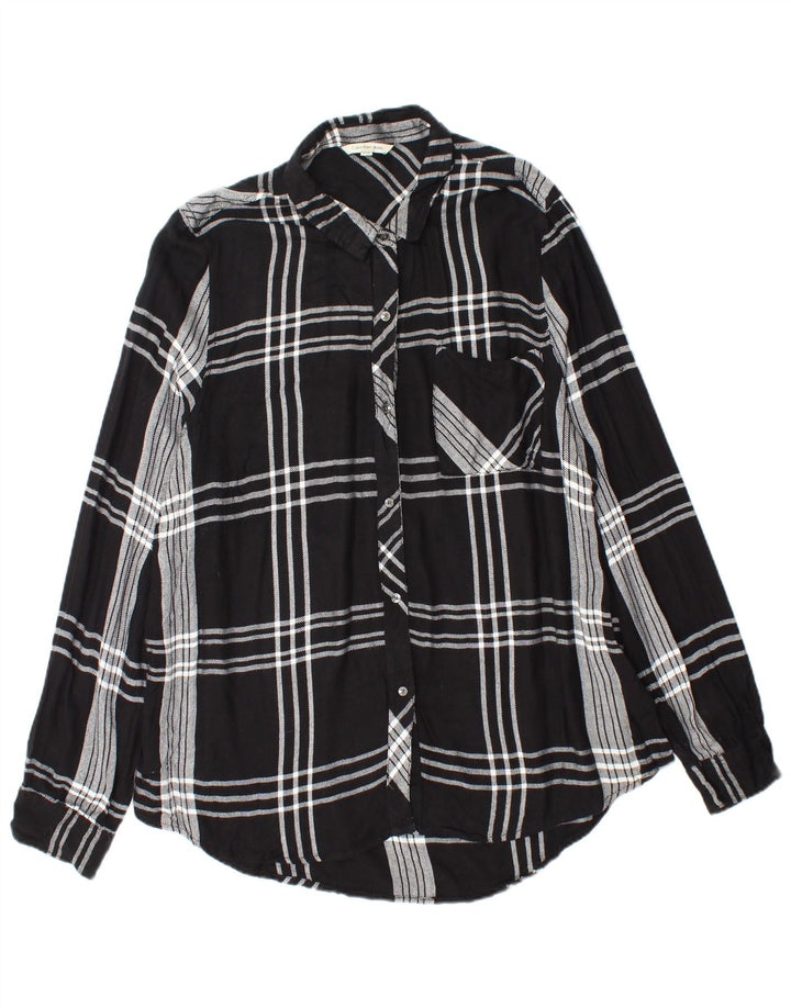 CALVIN KLEIN JEANS Womens Flannel Shirt UK 18 XL Black Plaid Rayon