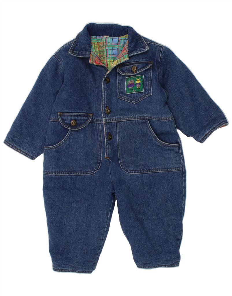 VINTAGE Baby Boys Denim Jumpsuit 9-12 Months  Navy Blue Vintage Vintage and Second-Hand Vintage from Messina Hembry 