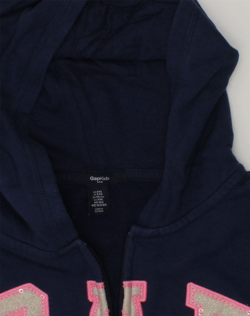 GAP Girls Graphic Hoodie Jumper 12-13 Years Navy Blue Cotton | Vintage Gap | Thrift | Second-Hand Gap | Used Clothing | Messina Hembry 