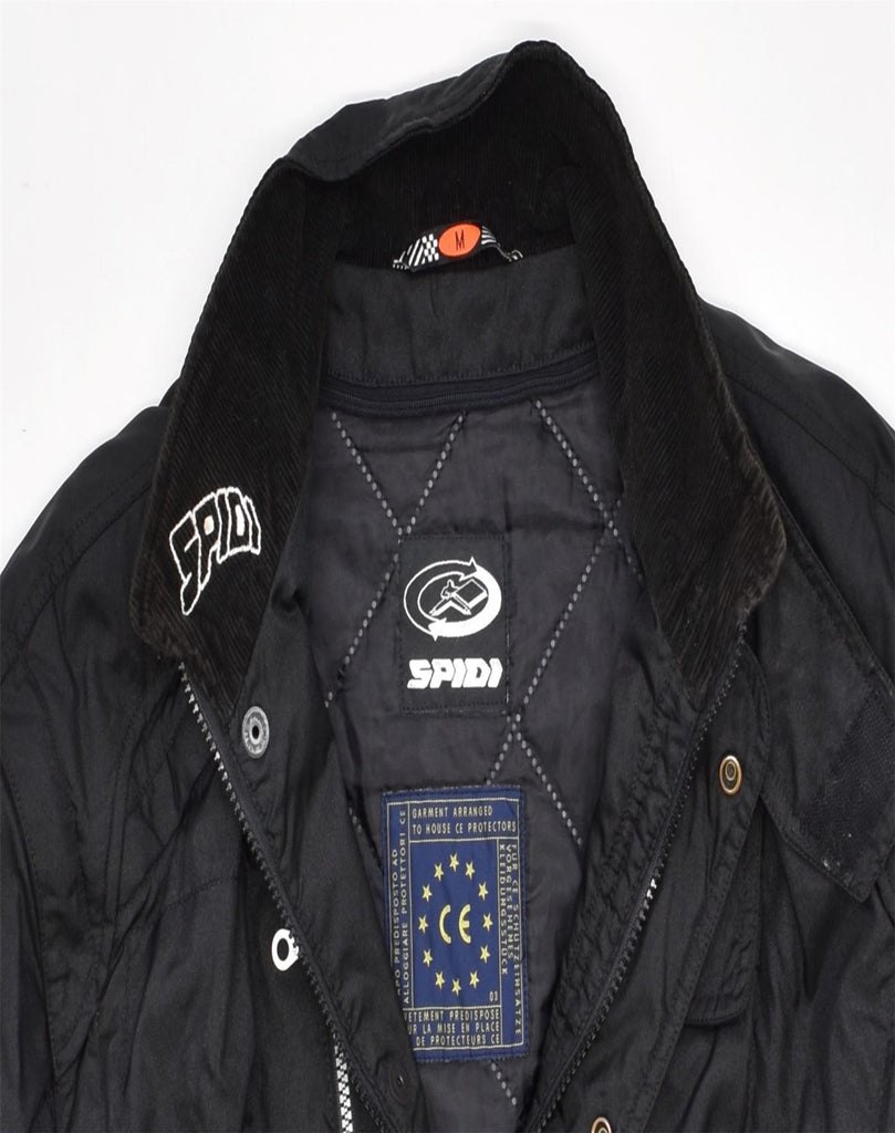 SPIDI Mens Racer Jacket UK 38 Medium Black Polyamide | Vintage | Thrift | Second-Hand | Used Clothing | Messina Hembry 