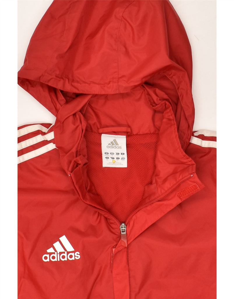 ADIDAS Mens Hooded Rain Jacket UK 40/42 Medium Red Polyester | Vintage Adidas | Thrift | Second-Hand Adidas | Used Clothing | Messina Hembry 