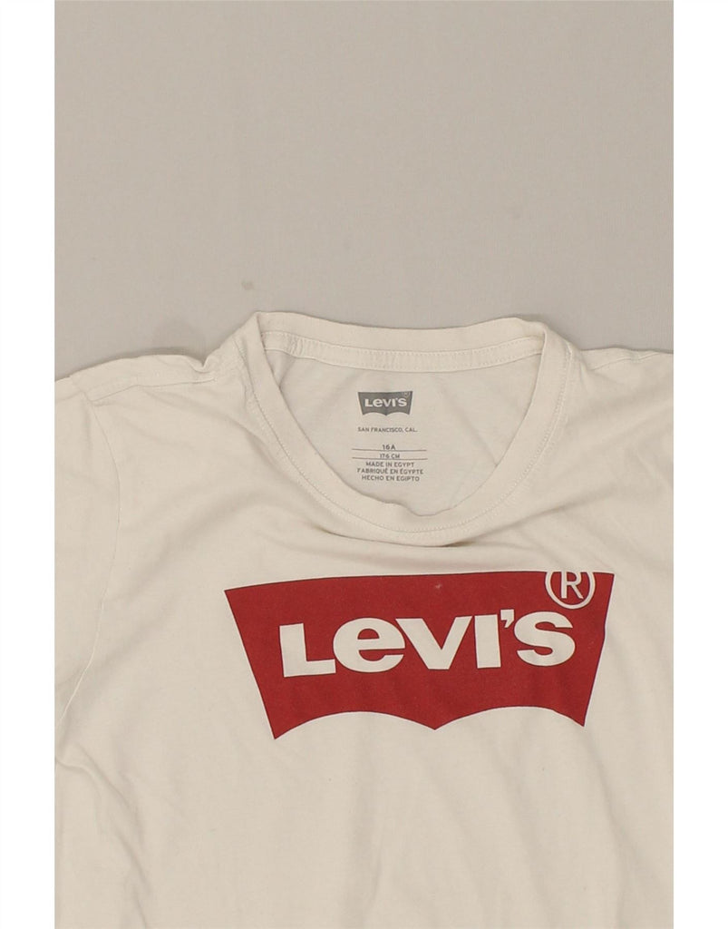 LEVI'S Boys Graphic T-Shirt Top 15-16 Years White Vintage Levi's and Second-Hand Levi's from Messina Hembry 