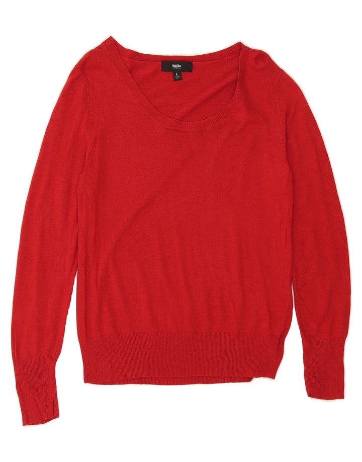 MOSSIMO Womens Boat Neck Jumper Sweater UK 16 Large Red Nylon Vintage Mossimo and Second-Hand Mossimo from Messina Hembry 