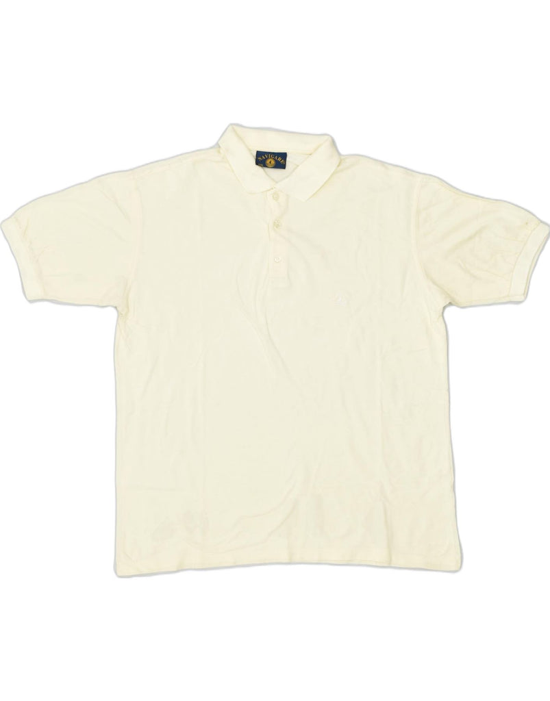 NAVIGARE Mens Polo Shirt 2XL White Cotton Classic | Vintage | Thrift | Second-Hand | Used Clothing | Messina Hembry 