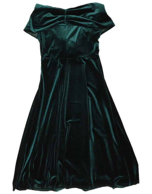 Quiz Womens Velour Maxi Dress UK 12 Medium Green Polyester
