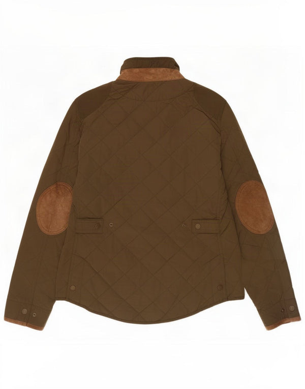Massimo Dutti Womens Quilted Jacket UK 14 Medium Khaki Nylon