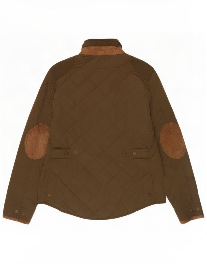 Massimo Dutti Womens Quilted Jacket UK 14 Medium Khaki Nylon