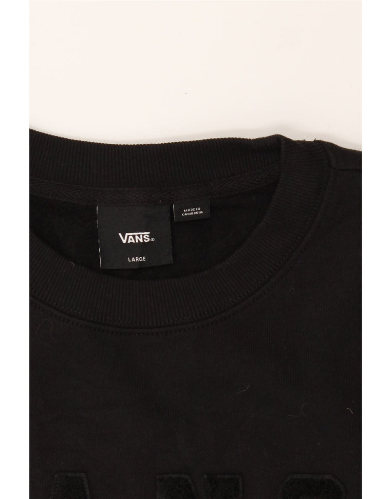 VANS Womens Oversized Crop Graphic Sweatshirt Jumper UK 16 Large Black Vintage Vans and Second-Hand Vans from Messina Hembry 