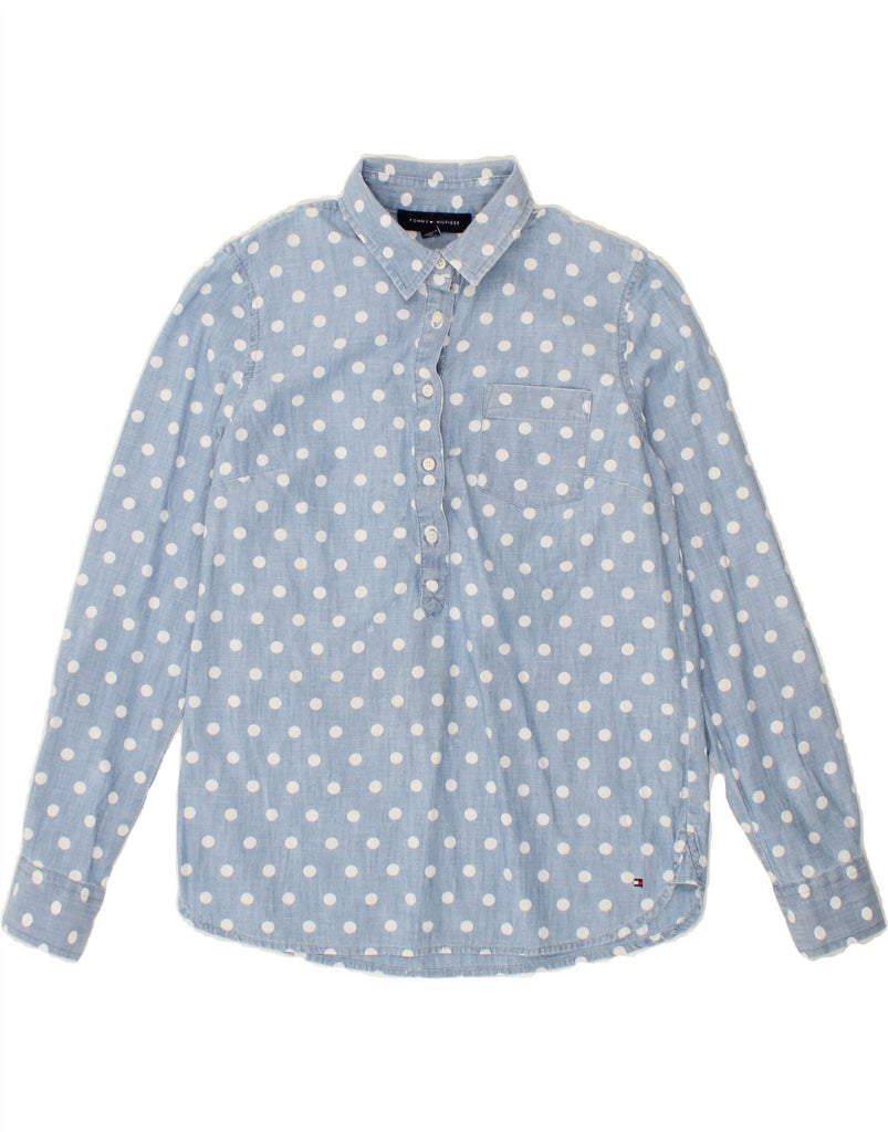 TOMMY HILFIGER Womens Pullover Shirt UK 10 Small Blue Polka Dot Cotton Vintage Tommy Hilfiger and Second-Hand Tommy Hilfiger from Messina Hembry 