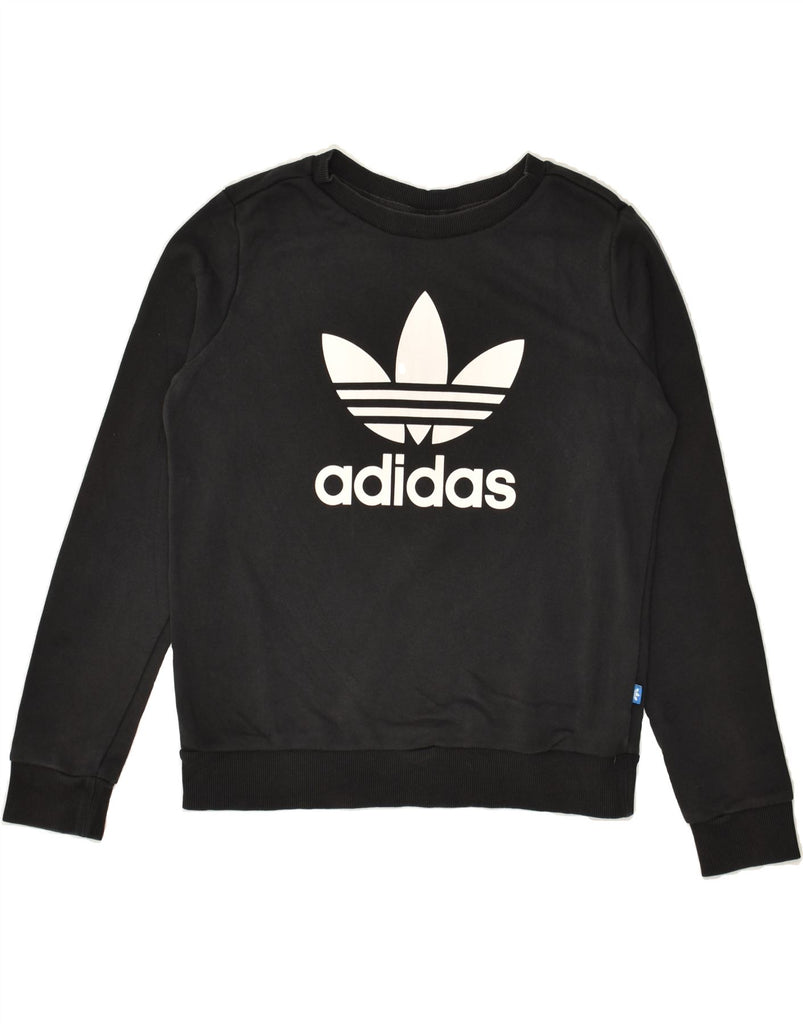 ADIDAS Womens Graphic Sweatshirt Jumper UK 8 Small Black Cotton | Vintage Adidas | Thrift | Second-Hand Adidas | Used Clothing | Messina Hembry 