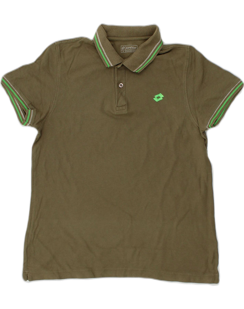 LOTTO Mens Polo Shirt Medium Khaki Cotton | Vintage Lotto | Thrift | Second-Hand Lotto | Used Clothing | Messina Hembry 