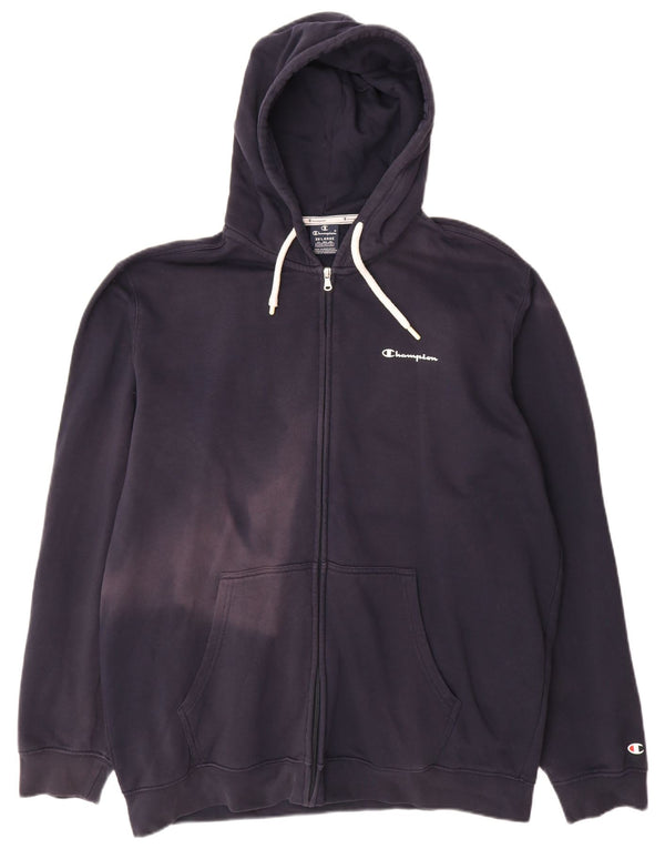 Champion Mens Zip Hoodie Sweater 3XL Navy Blue Cotton