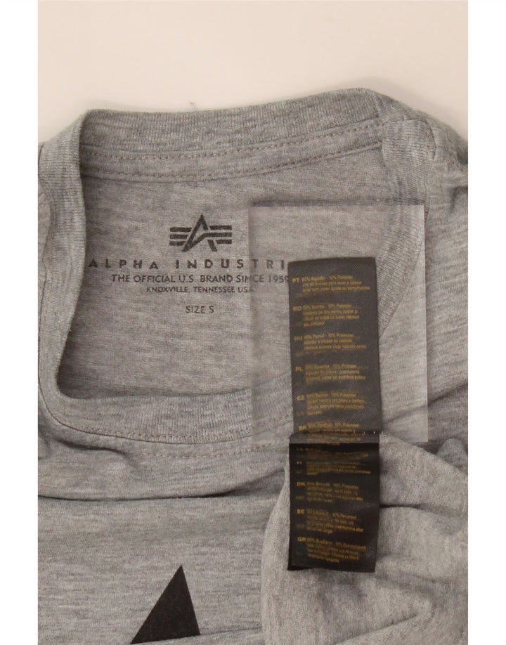 ALPHA INDUSTRIES Mens Graphic T-Shirt Top Small Grey Cotton Vintage Alpha Industries and Second-Hand Alpha Industries from Messina Hembry 