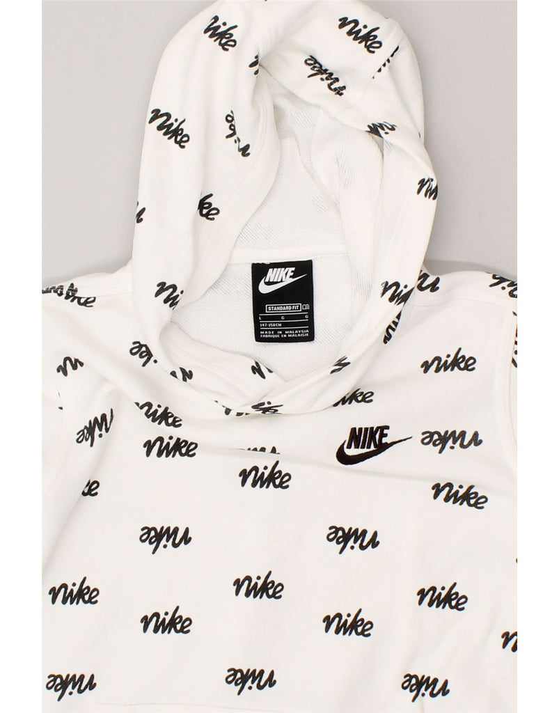 NIKE Boys Standard Fit Hoodie Jumper 12-13 Years Large White Cotton | Vintage Nike | Thrift | Second-Hand Nike | Used Clothing | Messina Hembry 