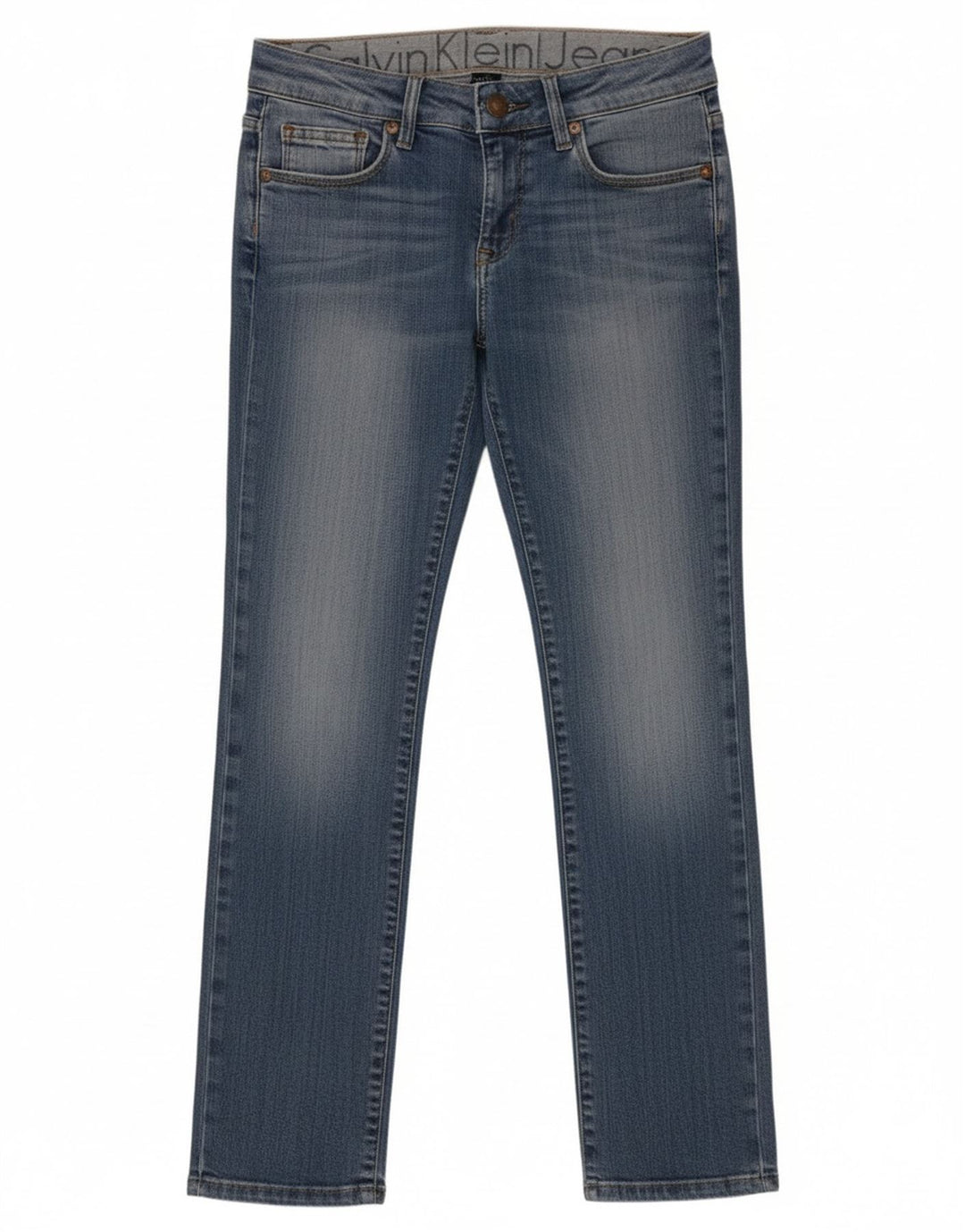 Calvin Klein Womens Straight Jeans W26 L30 Blue Cotton