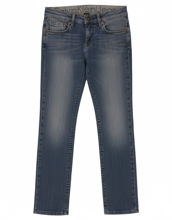Calvin Klein Womens Straight Jeans W26 L30 Blue Cotton