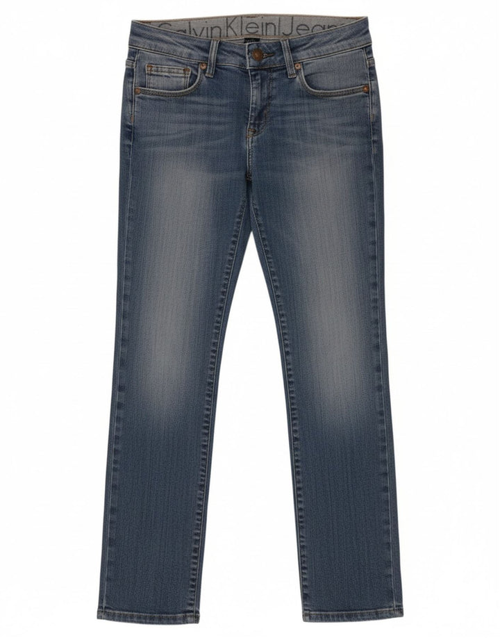 Calvin Klein Womens Straight Jeans W26 L30 Blue Cotton