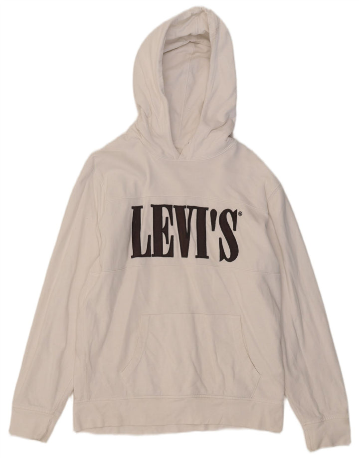 Levi's Mens Graphic Hoodie Jumper Medium White Cotton