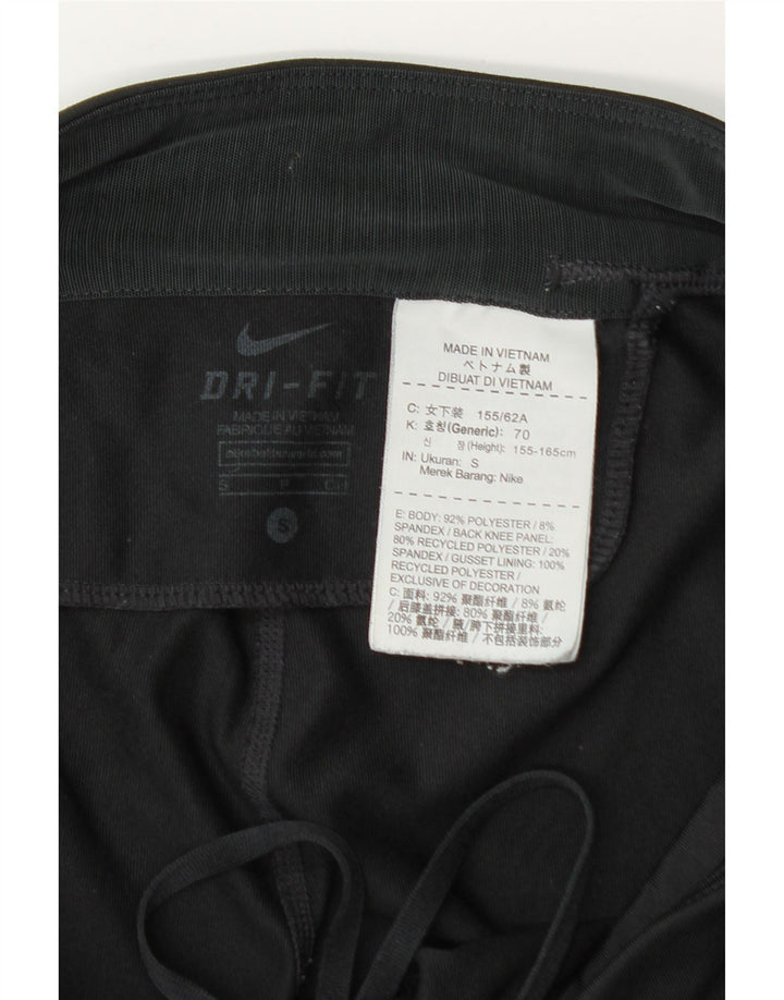 NIKE Womens Dri Fit Crop Leggings UK 10 Small  Black Polyester Vintage Nike and Second-Hand Nike from Messina Hembry 