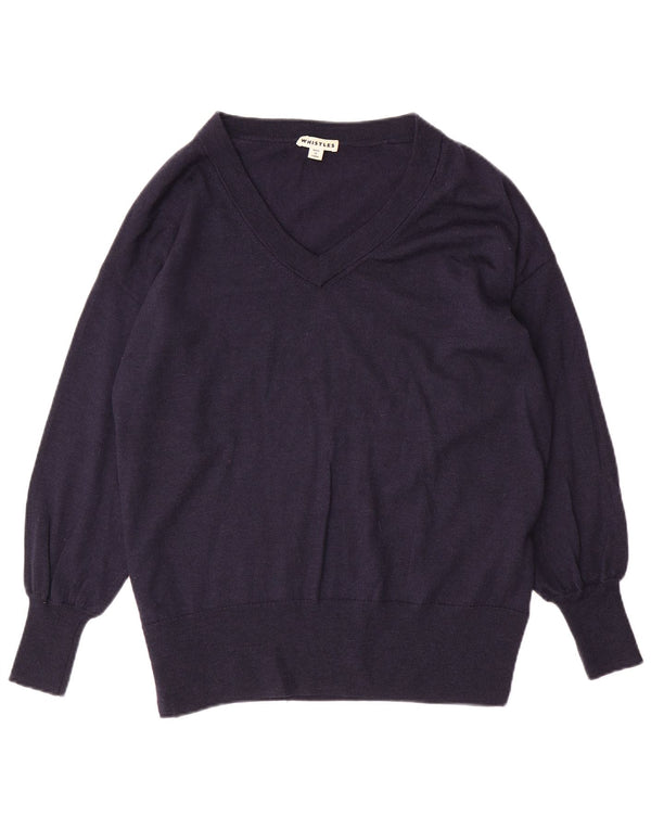 Whistles Womens Oversized V-Neck Jumper Sweater UK 10 Small Navy Blue