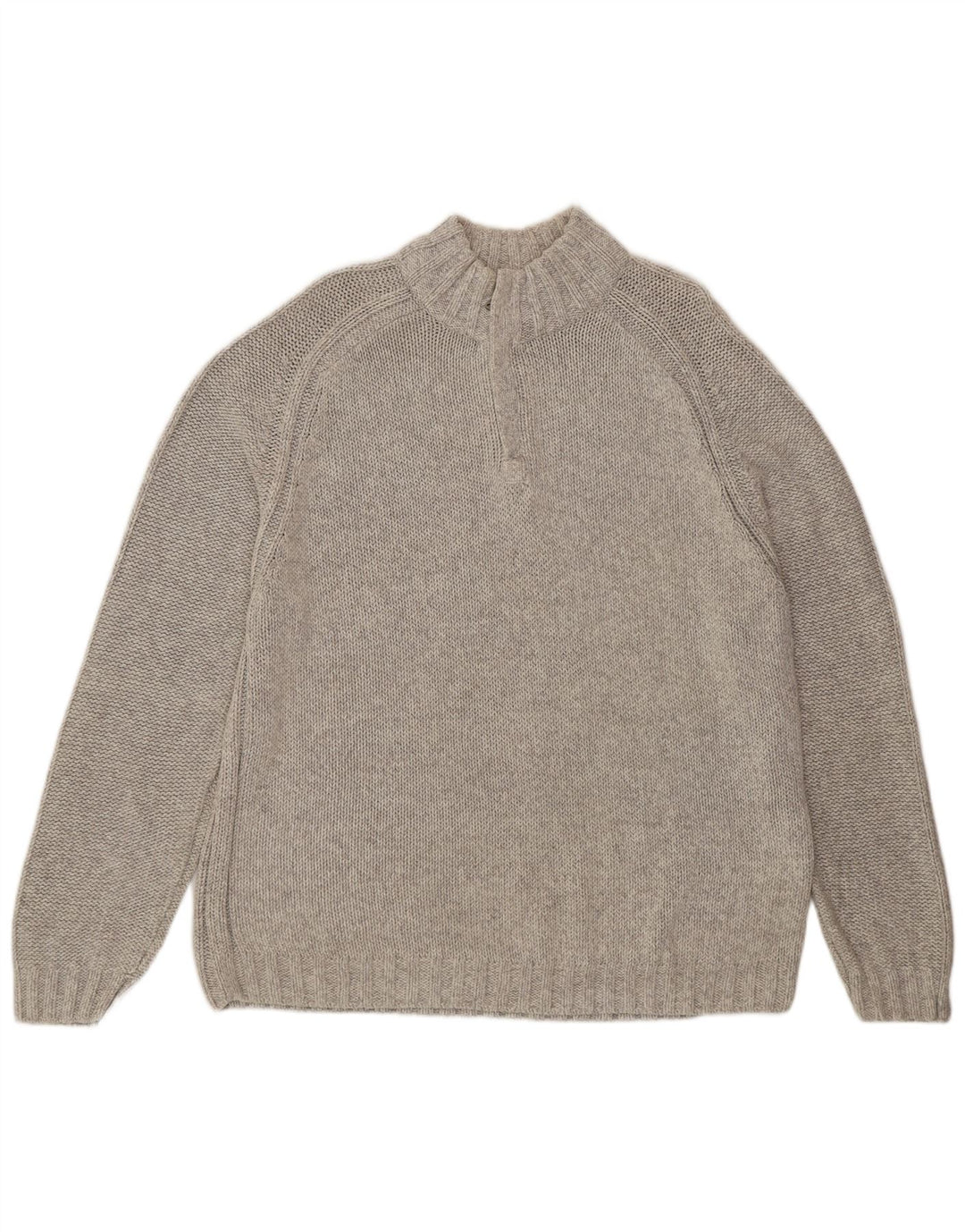 Marks & Spencer Mens Zip Neck Jumper Sweater Large Grey Cotton