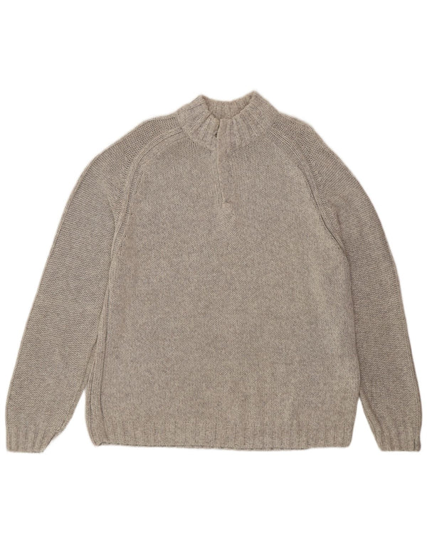 Marks & Spencer Mens Zip Neck Jumper Sweater Large Grey Cotton