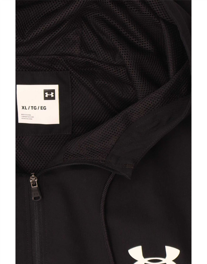 Under Armour Mens Hooded Tracksuit Top Jacket XL Black Colourblock