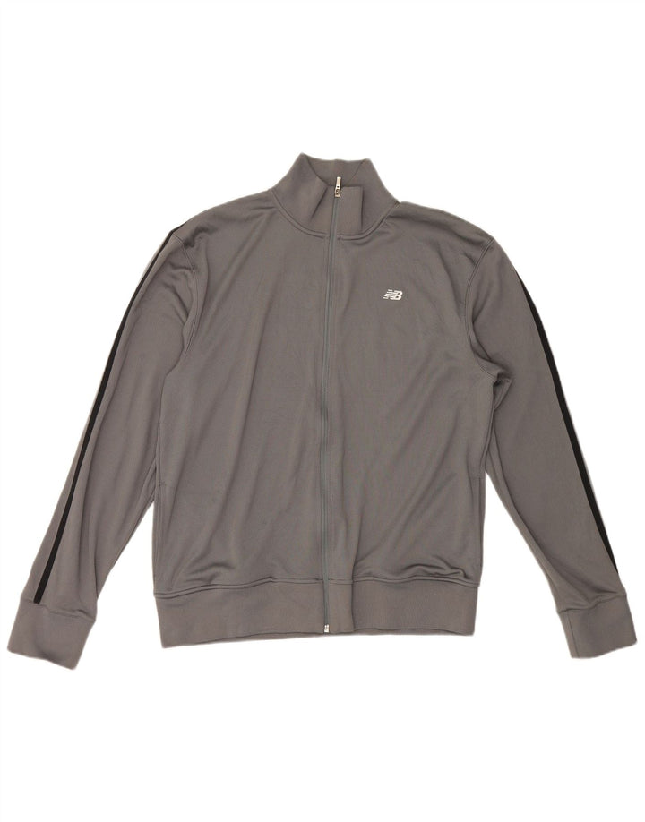 New Balance Mens Tracksuit Top Jacket Large Grey Polyester