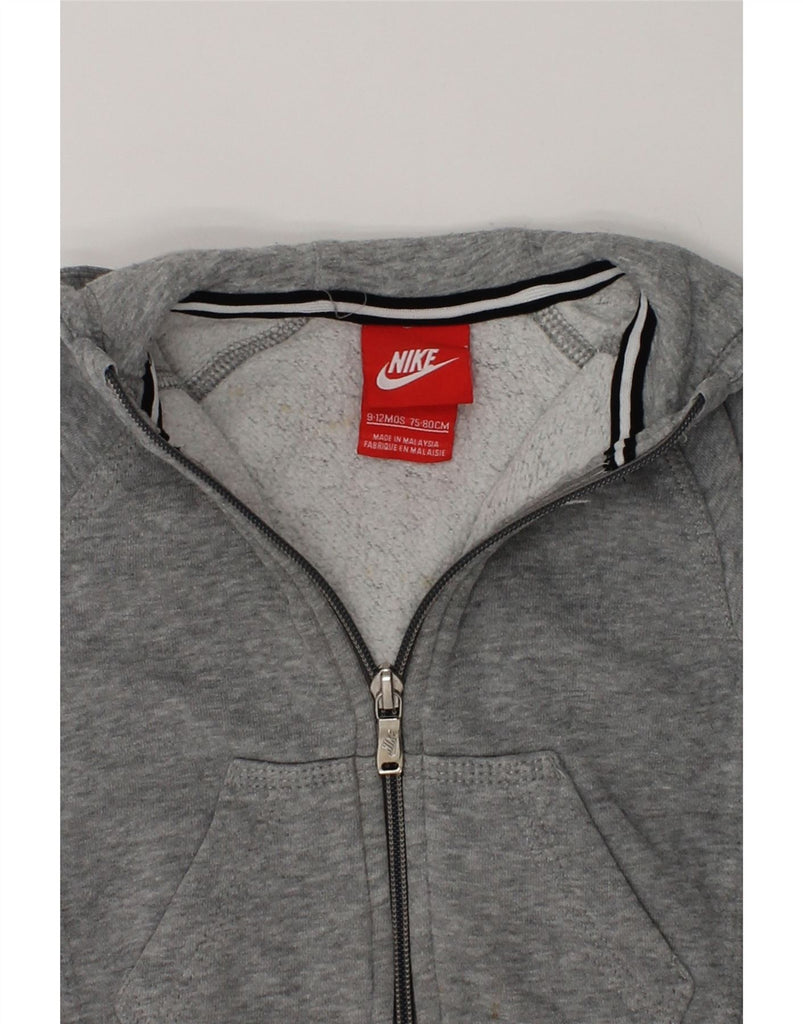 NIKE Baby Boys Zip Hoodie Sweater 9-12 Months Grey Cotton | Vintage Nike | Thrift | Second-Hand Nike | Used Clothing | Messina Hembry 