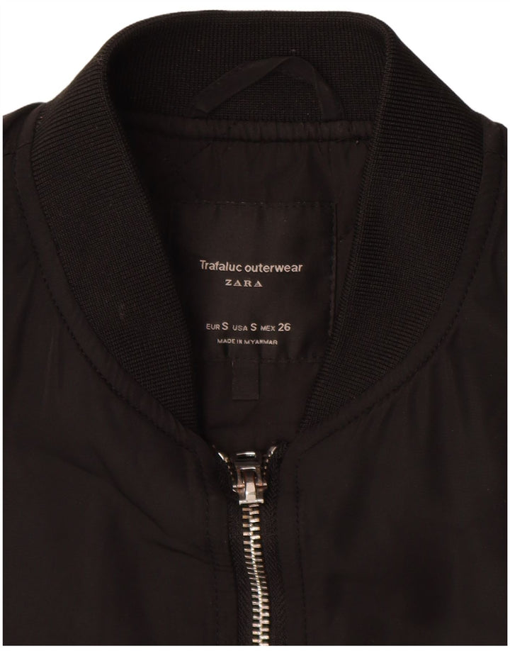 ZARA Womens Bomber Jacket UK 10 Small Black