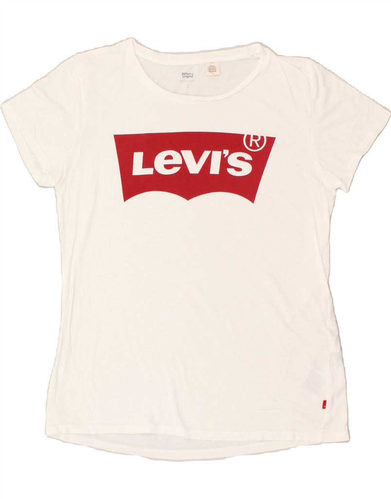 LEVI'S Womens Graphic T-Shirt Top UK 14 Large White Cotton | Vintage Levi's | Thrift | Second-Hand Levi's | Used Clothing | Messina Hembry 