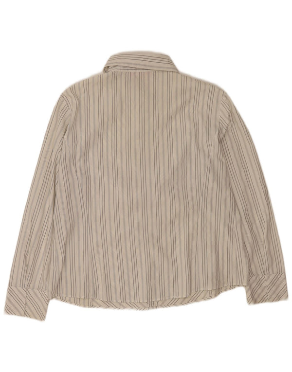 Perte by Krizia Womens Shirt Blouse US 23 3XL White Striped Cotton